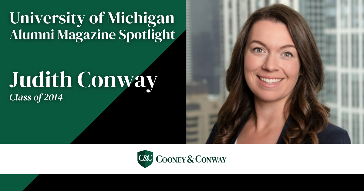 Judith Conway University of Michigan Alumni Magazine spotlight graphic